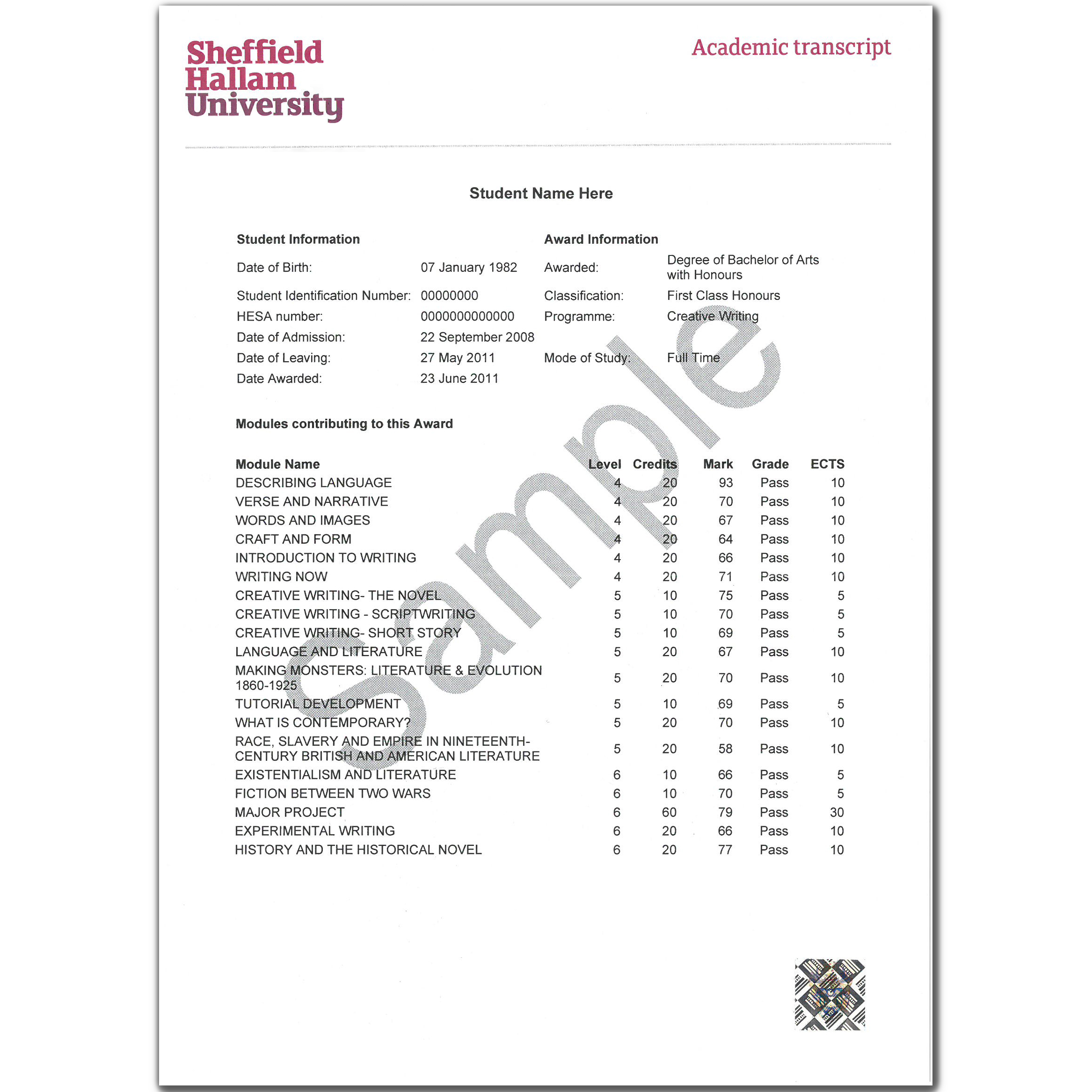 ebb tide glory Preference Replacement Award Certificate | Sheffield Hallam University Online Store